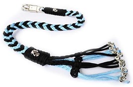 550 Paracord Motorcycle Whip Get Back Whip Metal Skulls 36&quot; - Baby Blue/Black - £21.14 GBP
