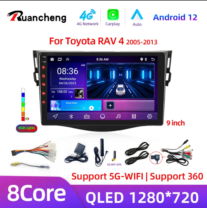 9&quot; Android 12 Car Radio For Toyota RAV4 Rav 4 2005-2013 Multimedia Player 2Din - £70.45 GBP+