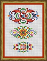 3 Antique Center Motifs Samplers Multi-Colored Cross Stitch PDF Pattern - £3.13 GBP