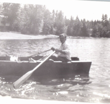 Man in Rowboat in Lake Photograph Vintage Photo Antique - £10.28 GBP