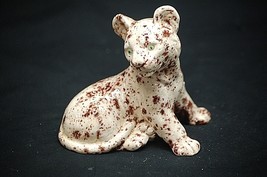 Playful Lion Cub Cat Figurine Hand Made Ceramic Shadow Box Shelf Vintage Decor - £7.77 GBP