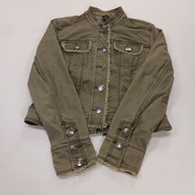 Kikit Jeans RN#98826 Women's Green Front Button Denim Jacket Pockets Size Medium image 14