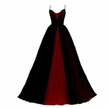 Gothic Ball Gown Wedding Prom Dresses Spaghetti Straps Black Tulle Burgundy 10 - £95.41 GBP