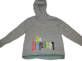 Boys Gymboree gray pullover hoodie sweatshirt Be Different rainbow back smile 14 - $39.59