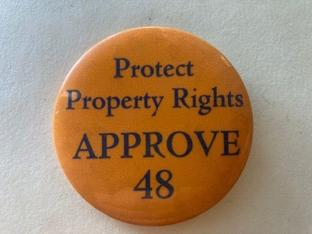 Vintage APPROVE 48 Protect Property Rights Political Pinback Pin - $4.20