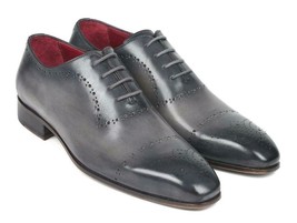 Paul Parkman Mens Shoes Gray Grey Hand-Painted Classic Brogues Handmade ZLS34GRY - £319.67 GBP