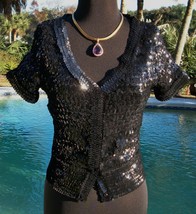 Cache Sequin Encrusted Jacket Top Shrug New Sz XS/S Event Lined Red Carp... - $79.20