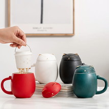 Ceramic Tea Cup,Lid,Infuser,Cup Bag,Lucky Cat Tea Mug  - £29.09 GBP