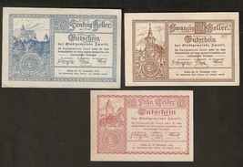 Austria Gutschein d. Stadtgemeinde ZWETTL 50 &amp; 20 &amp; 10 heller 1920 Notge... - £10.16 GBP