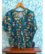 Women&#39;s Betty Boop Hawaiian Tropical Teal Turqoise Hula Scrub Top Size L... - $24.31 CAD