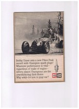 Vintage Print Ad Bobby Unser Champion Spark Plugs 5&quot; x 7.5&quot; - $5.10