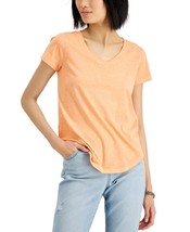 MSRP $20 Style &amp; Co Women Burnout V-Neck T-Shirt Orange Size XS - $9.97