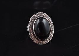 Rhodium Poli Main Ovale Onyx Noir Femme Élégant Créateur Bague Fête Usure - £18.07 GBP+