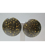 Vintage Round Disc Clip-On Earrings,  Textured, Brown w/Gold Flecks, 1-1... - $10.78 CAD