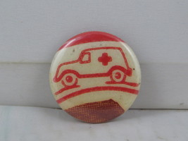 Vintage Band Pin - Red Kross Ambulance Graphic - Celluloid Pin  - $19.00