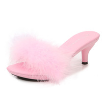 Solid Color Feather Fairy Slippers Summer Transparent Sandals Thin High Heels Se - £26.52 GBP