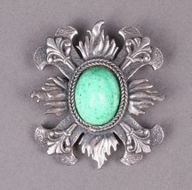 Accessocraft N.Y.C. Signed Vintage Silver Tone &amp; Stone Brooch Pin Pendant - £67.34 GBP