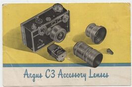 Argus C-3 Camera Accessary Lenses Brochure 1950's - $9.90