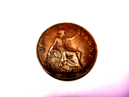 1914 Great Britain One Penny King George V Large Cent England bronze coin - $6.88