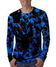 Streetwear Blue Ink Bloody Camo Steampunk design Men&#39;s Long Sleeve Tee - £20.55 GBP