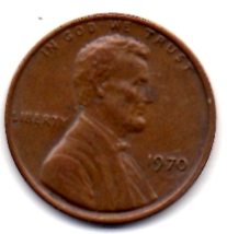 1970  Lincoln Memorial Penny - Circulated - About XF   - $5.99