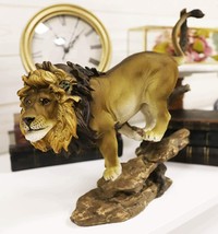 Ebros Lion King of The Jungle Running Down A Sloping Rock Statue 11.25&quot; ... - $50.75 CAD