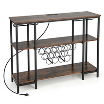 Industrial Wine Rack Wine Bar Cabinet with Storage Shelves-Brown - Color... - $2,765.57 MXN