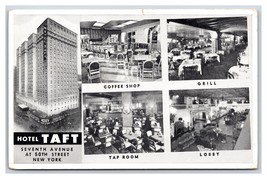 Hotel Taft Multiview New York City NY NYC 1950 B&amp;W Chrome Postcard V8 - £3.07 GBP