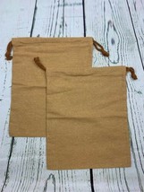Small Cotton Canvas Muslin Drawstring Bag Bags Mesh Cloth Bags 2pk Khaki - £12.71 GBP