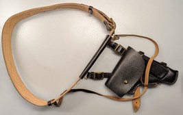 Vintage USSR Soviet Navy Officer Leather Belt &amp; Makarov Holster Black Si... - $58.41