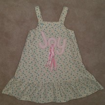 Handmade JOY Girls Corduroy Dress Yellow Pink Floral Ballet Slippers APPROX 4-6 - £14.20 GBP
