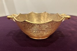 Vintage Rare Gold Etched DBL Handle Art Deco Bowl - $66.00