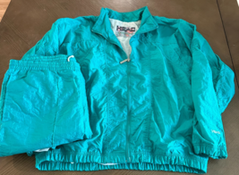 80s HEAD Sportswear Teal Tracksuit Windbreaker Jacket &amp; Pants READ Vintage - $28.18