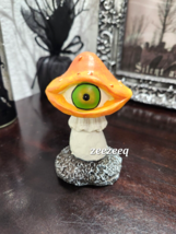 Halloween Scary Eyeball Fairy Garden Resin Mushroom Figurine Tabletop Decor 4.5&quot; - £14.32 GBP