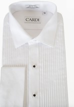 Cardi &quot;Charles&quot; Spread Collar 1/4&quot; Pleat All Cotton French Cuff Tuxedo S... - £68.34 GBP