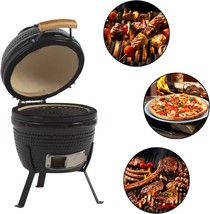 Aoxun 13&quot; Kamado Grill, Multi-Functional Ceramic Barbecue Grill, Egg Outdoor - £208.46 GBP