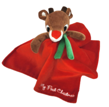 Roudolph Red Nosed Reindeer My First Christmas Security Blanket Plush Rattle - £29.77 GBP