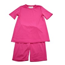 Casual 2 Piece Outfit Womens M Pink Plain Short Sleeve Top Elastic Waist... - $29.70