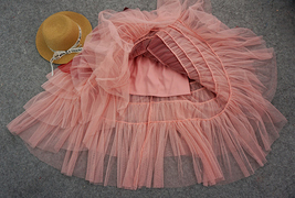 Red Pink Tiered Long Tulle Skirt Outfit Women Plus Size Layered Tulle Skirt image 6