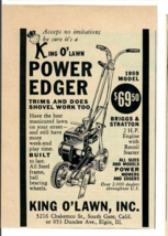 1959 King O&#39;Lawn Vintage Print Ad Power Edger Trims And Does Shovel Work... - $12.55