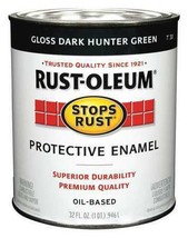 Rust-Oleum 7733502 Interior/Exterior Paint,Glossy,Oilbase,Dark Hunter Green,1 Qt - £28.43 GBP