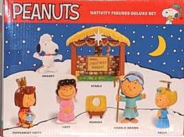 Peanuts Charlie Brown Christmas Nativity Deluxe Play Set Snoopy Lucy Sally Patty - $31.63