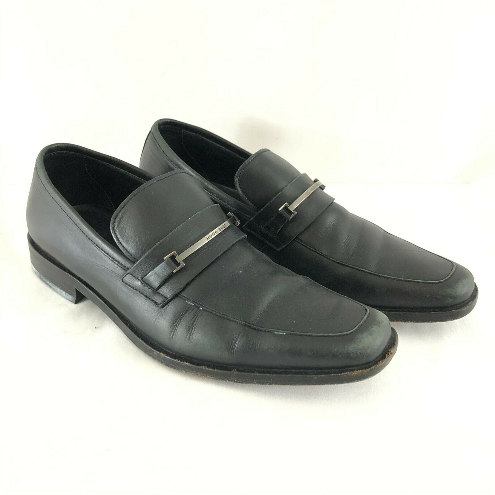 Hugo Boss Mens Slip On Loafers Leather Black Size 8 - $31.82