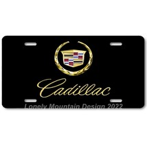 Cadillac Inspired Art Gold on Black FLAT Aluminum Novelty Auto License Tag Plate - £12.94 GBP