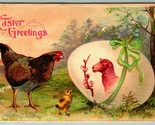 Exaggeration Egg Hen Chick Lamb Pussy Willow Easter Greeting DB Postcard... - $5.89