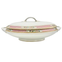 Myott Son &amp; Co Soup Bowl Lid 12 x 7.5 Cream Pink Floral Imperial Semi Po... - $68.31