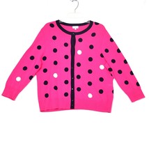 Crown &amp; Ivy Sweater Womens 1X Pink Polka Dot Cardigan Colorful Fun Offic... - £18.62 GBP