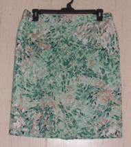 Nwt Womens $64 Van Heusen Studio Beige &amp; Mint Print Fully Lined Skirt Size 14 - £26.12 GBP