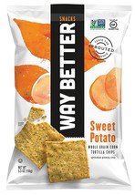 Way Better Snacks Sprouted Gluten Free Tortilla Chips, Sweet Potato 5.5 oz. Bags - £33.19 GBP+