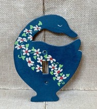 Hand Painted Navy Blue Floral Duck Wood Light Switch Cover Country Cotta... - £10.90 GBP